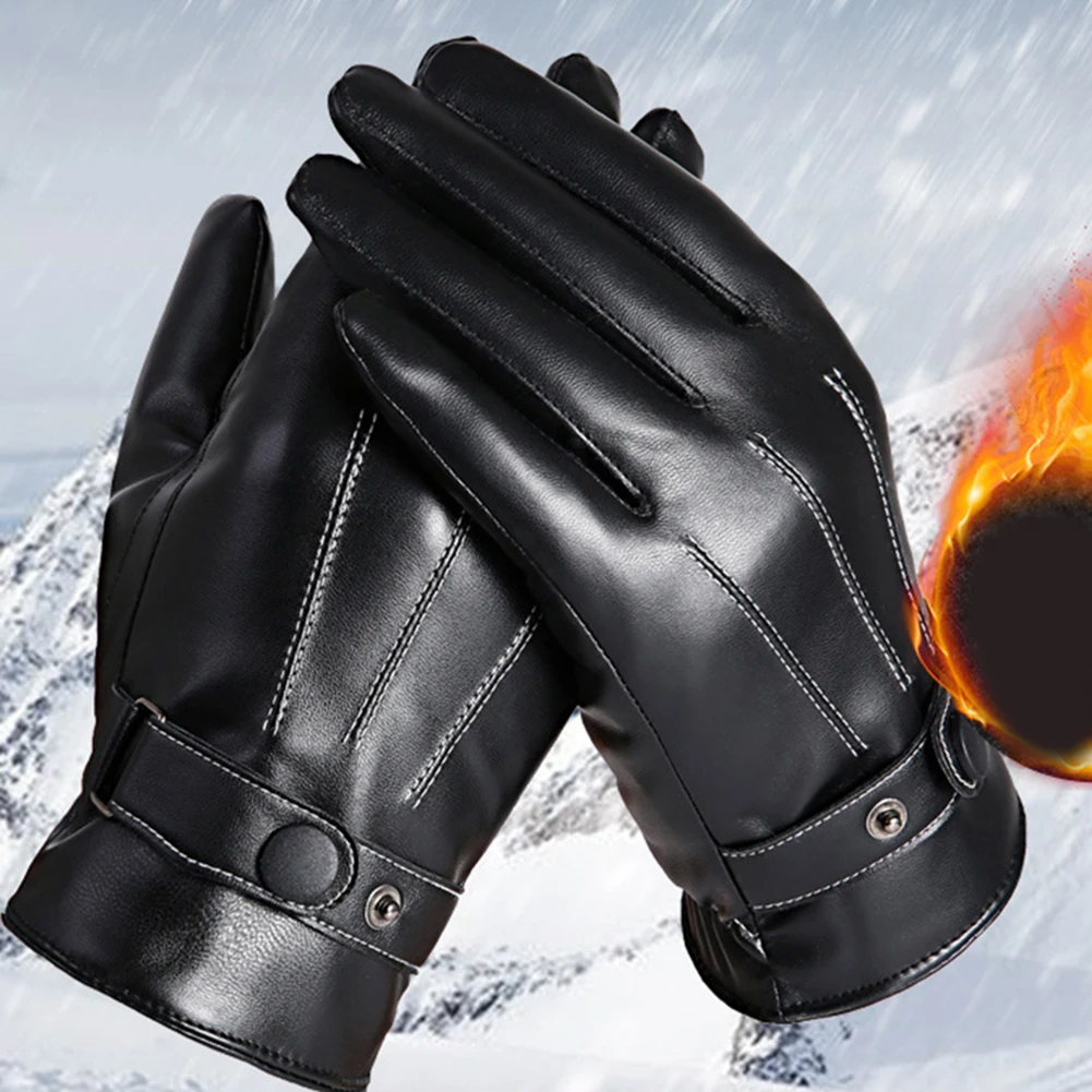 Motorrad-Winterhandschuhe, Touchscreen, Schnee, Skifahren, winddicht, wasserdicht, Leder, Motorradhandschuhe, 24 x 11,5 x 1,5 cm