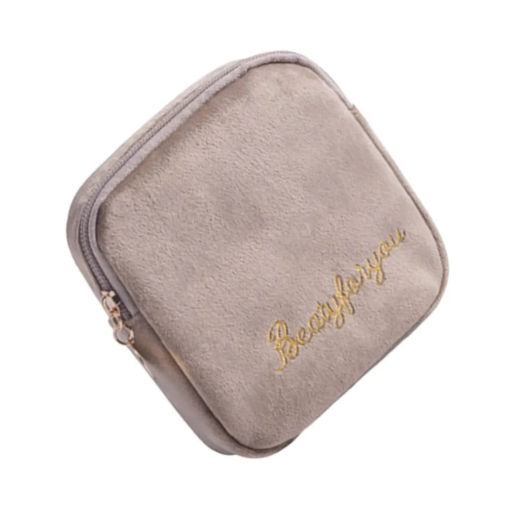 

1pc Sanitary Towel Storage Pouch Cotton Zippered Diaper Pouch For Women Large Capacity Travel Coin Purse Small Wallet