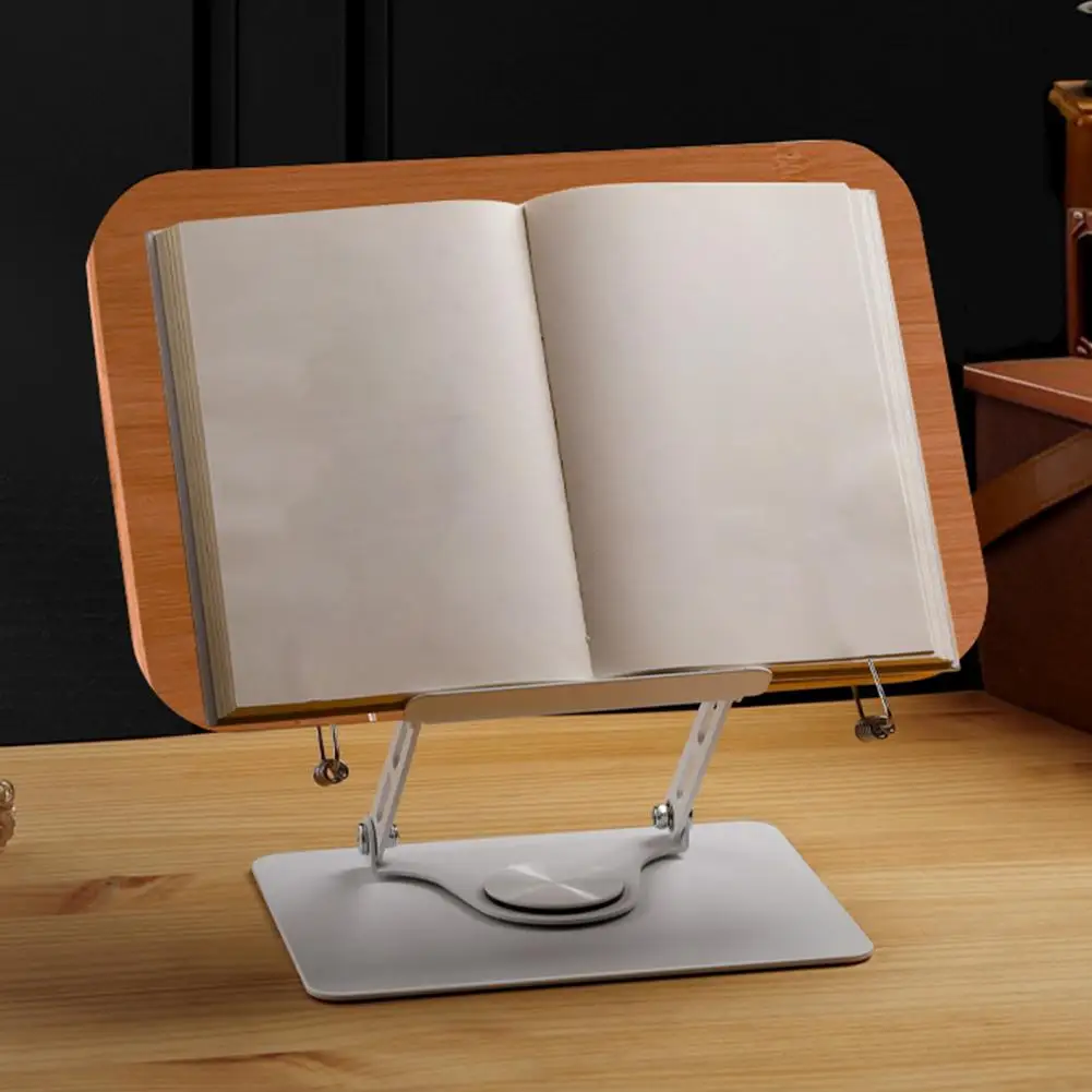 Adjustable Book Stand Rotating Book Stand 360-degree Rotating Bamboo Book Holder Hands-free Desktop Stand for Height Adjustable