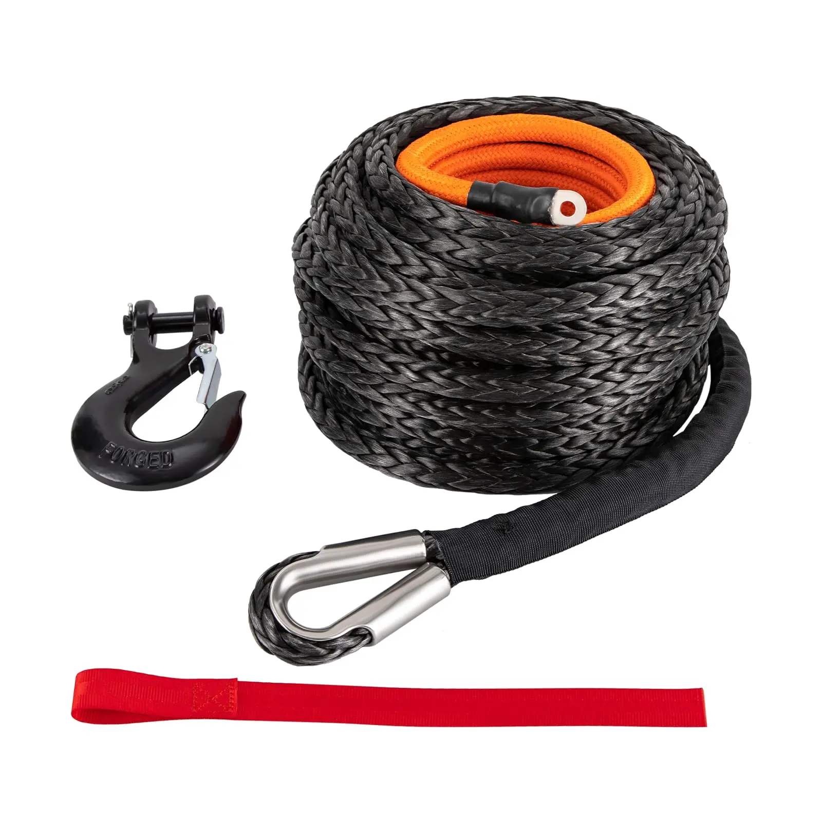 

Winch Rope, 9/16in X 76ft 35000Lbs Synthetic Winch Rope Cable Kit Protective Sleeve & Winch Hook, Winch Cable Replacement for 4W