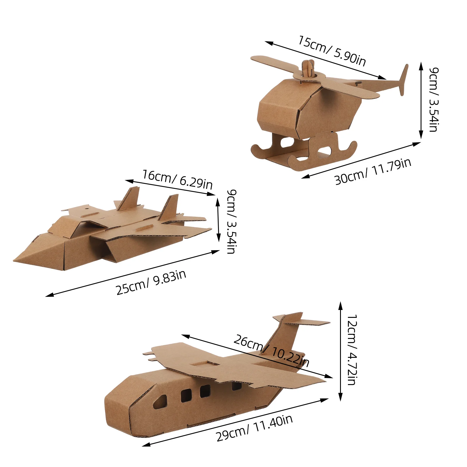 طقم طائرة من الورق المقوى مكون من 3 قطع - مجموعة بناء حرفية للأطفال لنماذج الطيران المصنوعة يدويًا - لعبة تعليمية تفاعلية للمدرسة أو #5