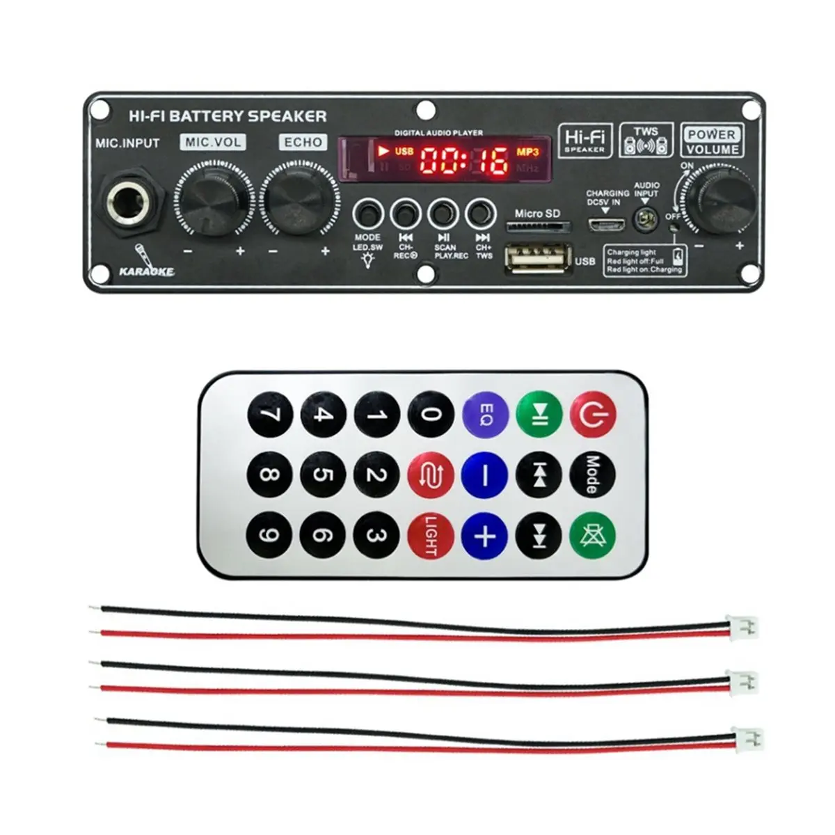 update. 2X10W 3.7V Amplifier Board Square Dance 20W Speaker Recording Amplifier Support Bluetooth AUX U-Disk Home Theater DIY view 3