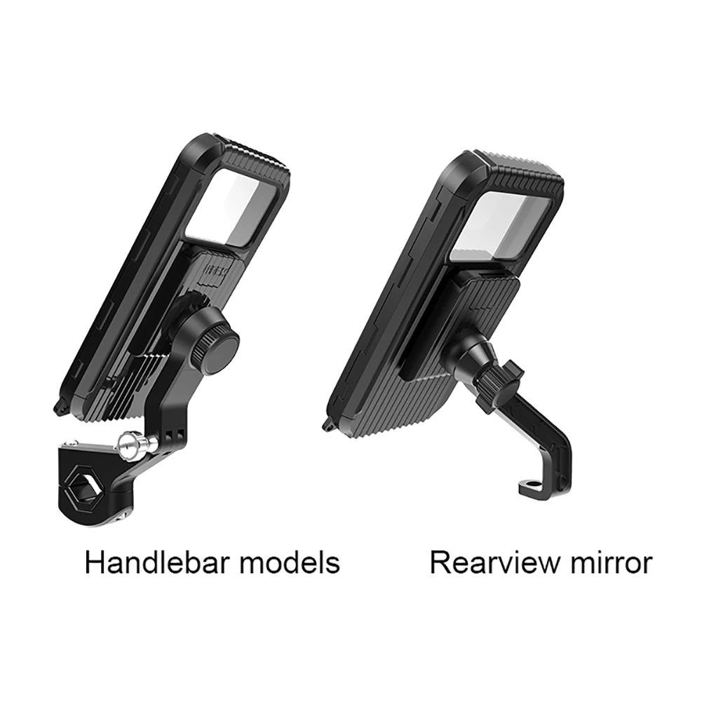 Waterproof Bike Handlebar Bracket 360 Degree Rotation Rear View Mirror Phone Support Flexible Cellphone Mount for 4-7 Inch Phone