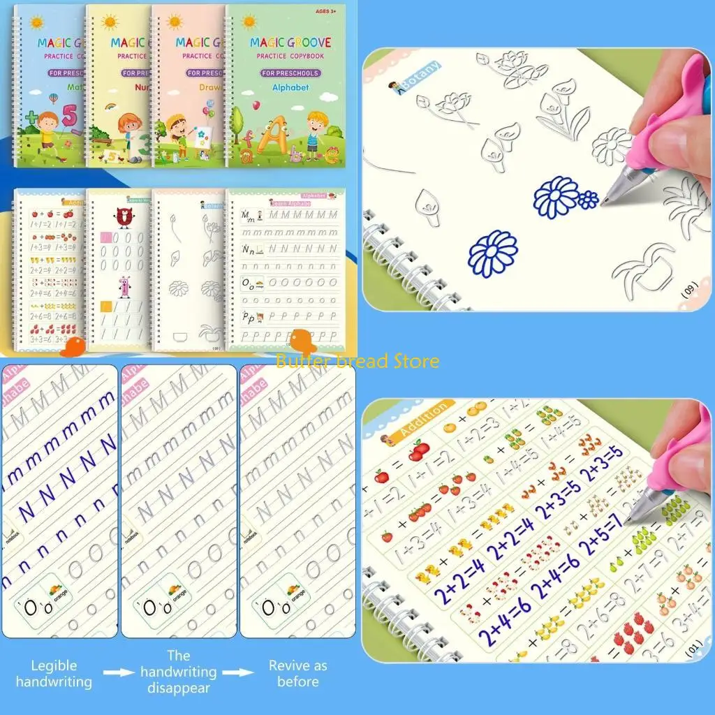 W89C Children Handwriting Copybook Number Letter Writing Practice Workbooks