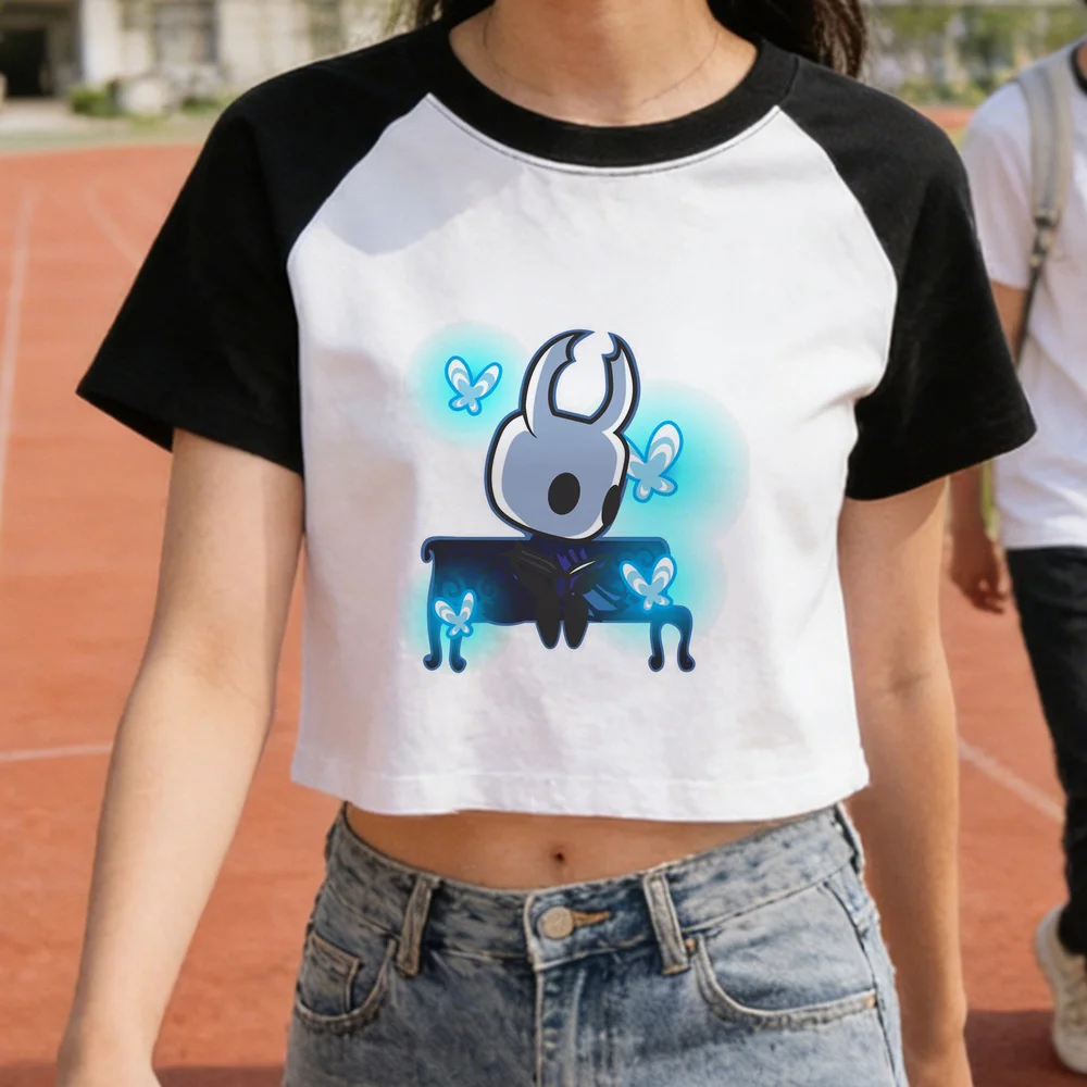 Hollow Knight cropped top teen cute goth scene  streetwear party shirt gothic cheap korean fashion