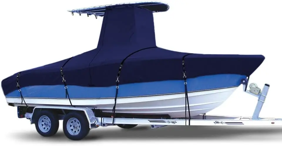 

Marine Grade Fade and Tear Resistant Trailerable T-Top Boat Cover，Heavy-Duty Waterproof and UV-Proof