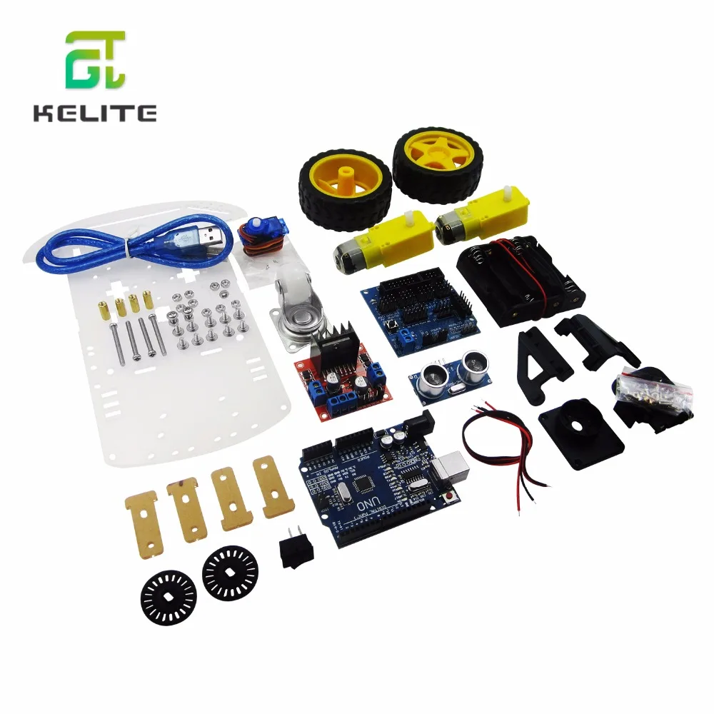 추적 모터 스마트 로봇 자동차 섀시 키트, 속도 인코더 배터리 박스, 2WD 초음파 모듈