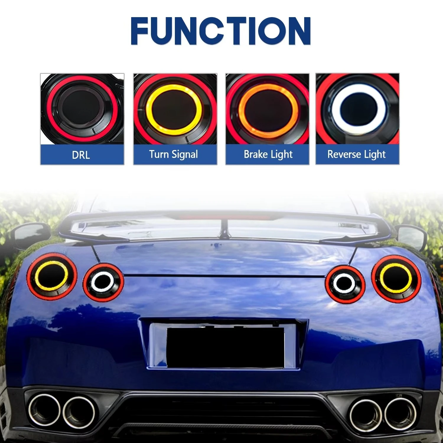 HCMOTIONZ LED Tail Lights Car Auto Accessories Assembly 2007-2017 GTR R35 DRL Start up Animation Rear Lamps for GT-R