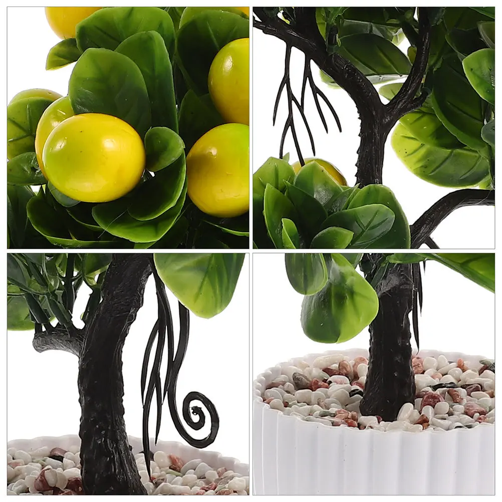 

2Pcs Realistic Faux Lemon Tree Bonsai Home Office Decor Artificial Plants Simulated Bonsai Fake Plants Decor Desktop Adornments
