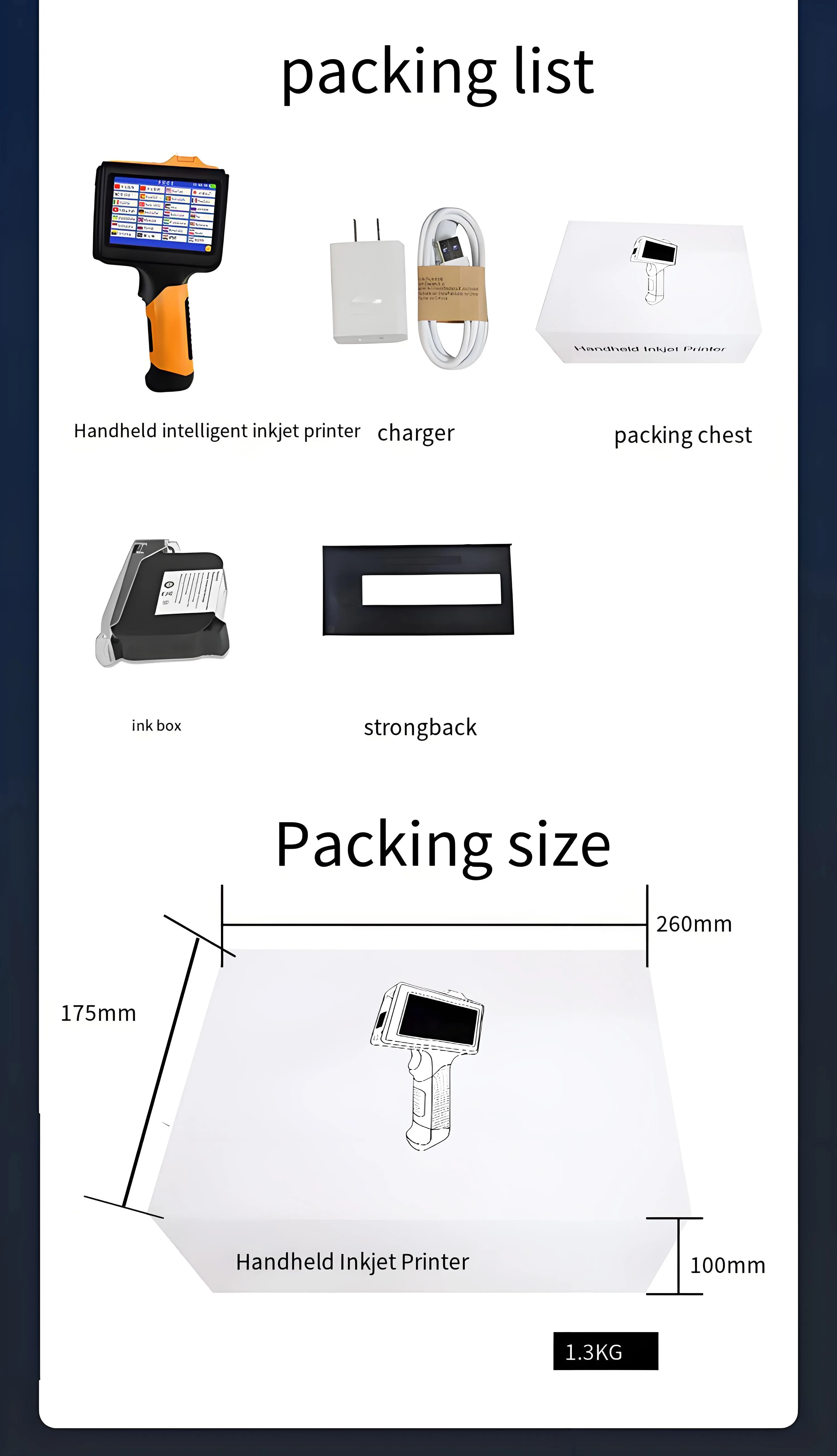 مسدس طابعة نافثة للحبر محمول لترميز التاريخ لأكياس التغليف وصناديق الورق والكرتون والزجاجات البلاستيكية والزجاجات الزجاجية.