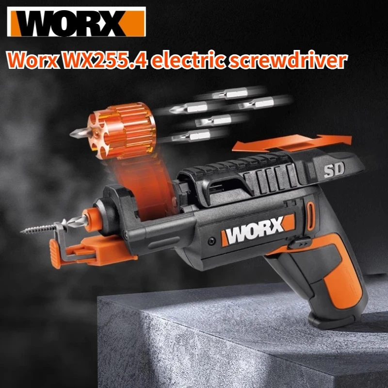 Worx WX255 4V Mini Electric Screwdriver Set Smart Gun Style Cordless Electrical Screw Driver USB Rechargeable Bit Drill Tools