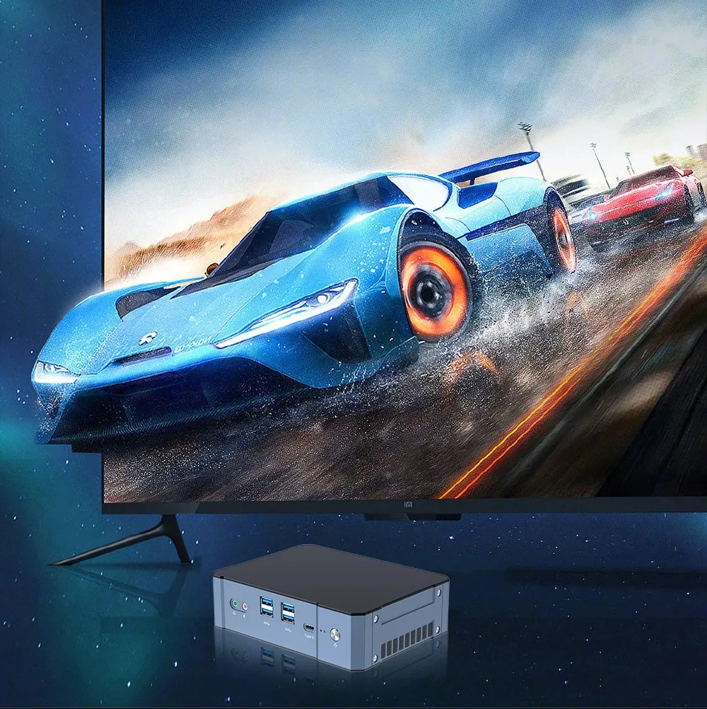 Inter Core i7-1360P Gaming Mini PC Support WiFi6 2xDDR5 2xM.2 NVME Desktop Computer with 4xUSB3.0 2xUSB2.0 2xHDMI2.0 1xDP1.4