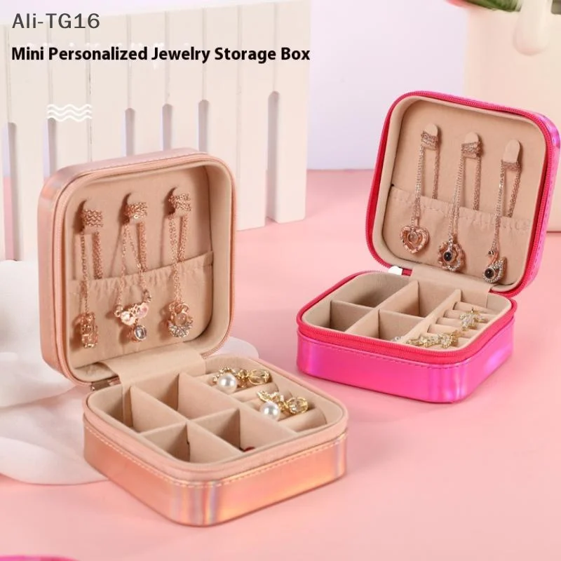 

PU Leather Jewelry Box Laser Color Multi-function Earrings Necklace Rings Storage Case Large Capacity Jewelry Holder