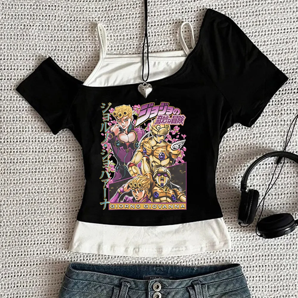 Jojo Bizarre Adventure Crop-Top für Teenager, Ausverkauf, Party, Emo, Kawaii, T-Shirt, 2000er, japanische Party, Goth-Scene – Detail 13