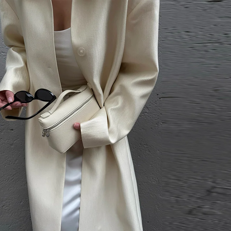 Satin-Revers Lange Trenchcoats für Damen, Street-Style, Langarm, Einreihig, Einfarbiger Windbreaker, Herbst, Damen, Lose Jacken, Neue Oberbekleidung – Detail 17