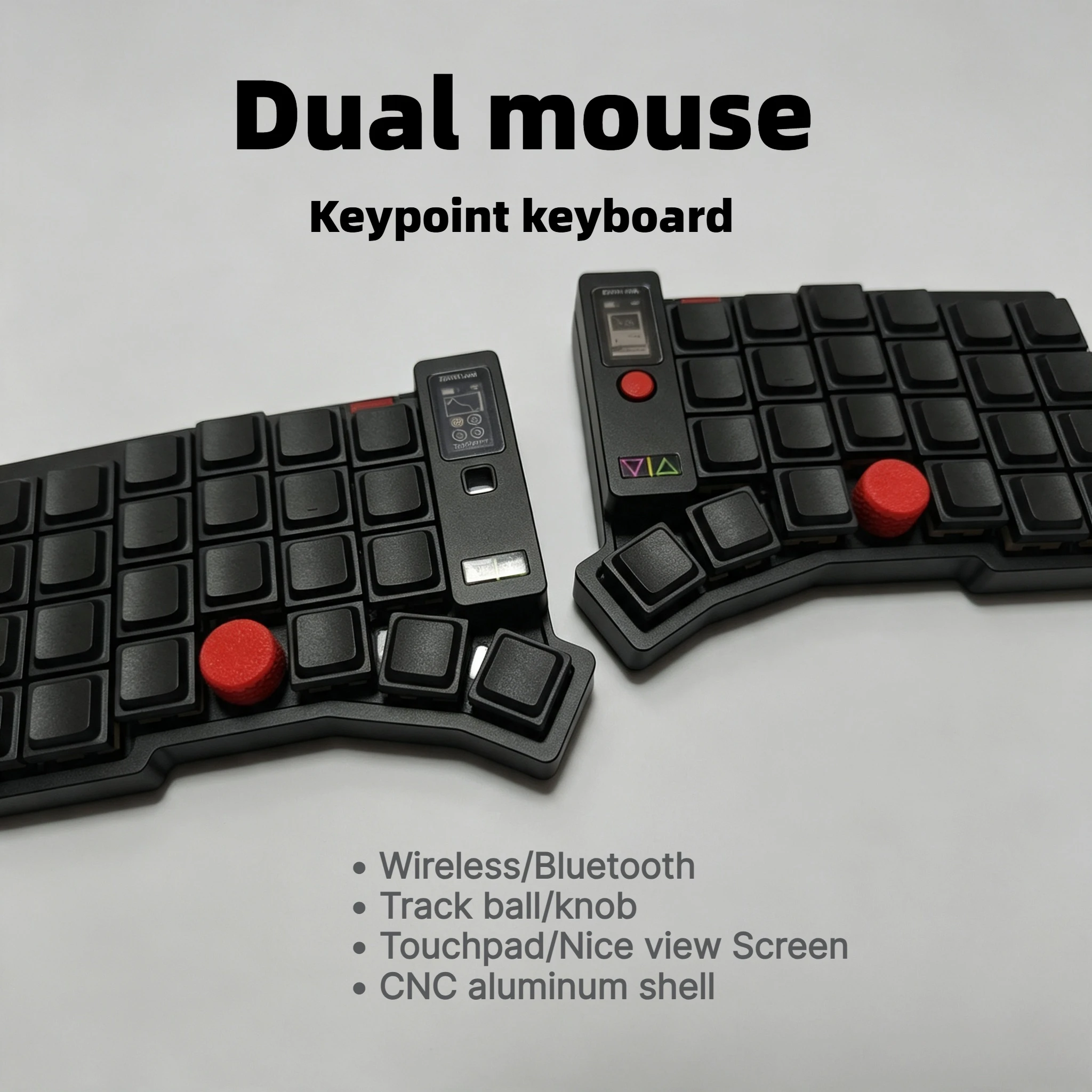 Dual Mouse Keypoint Split Keyboard Sofle/Corne Layout Wireless Trackball/joystick/screen/touchpad Keyboard CNC Aluminium Case