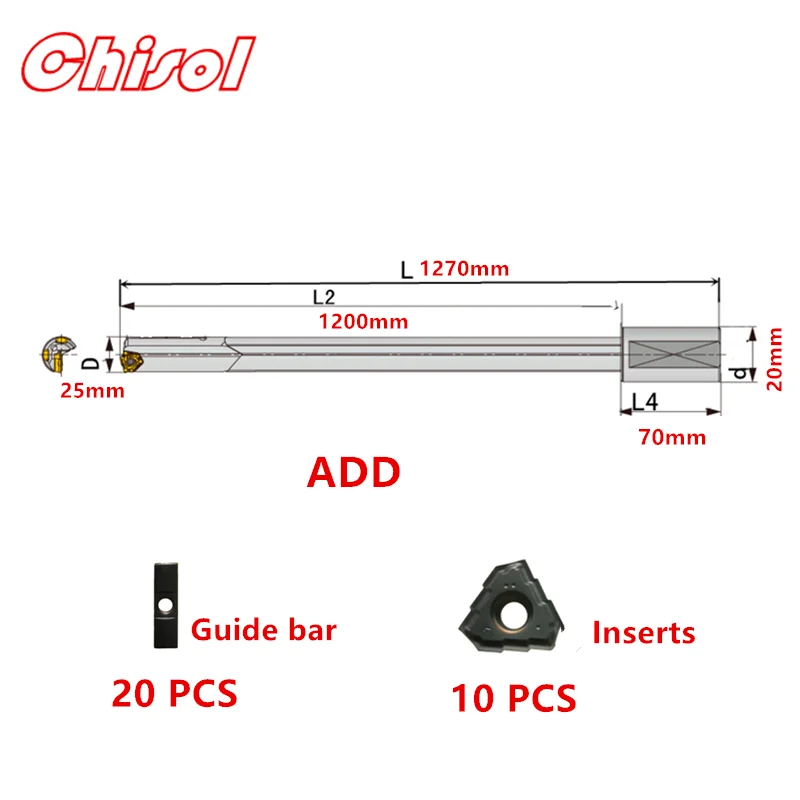 

Customize Carbide Machine-clamped Gun Drill Bit 10pcs Blade 20pcs Guide Bar Indexable Inserts Deep Hole Machine Drilling Tools