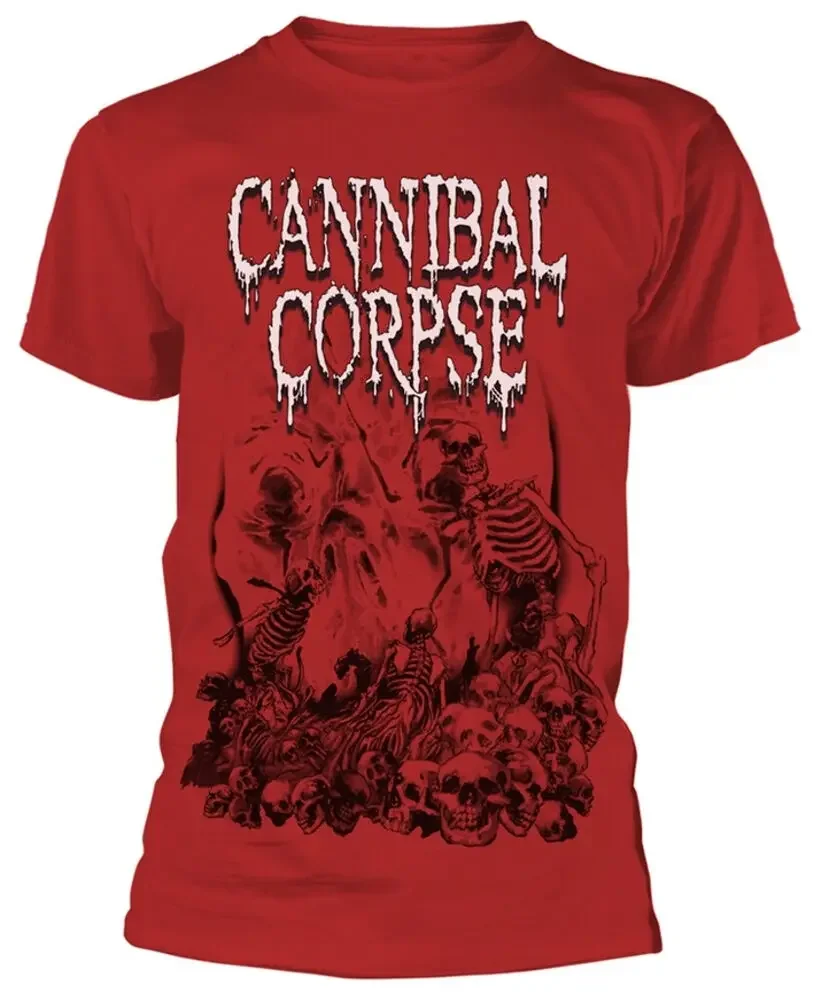 Cannibal Corpse Pile Of Skulls 2018 Red    Anime pattern for both men and women High quality cotton Short Sleeves