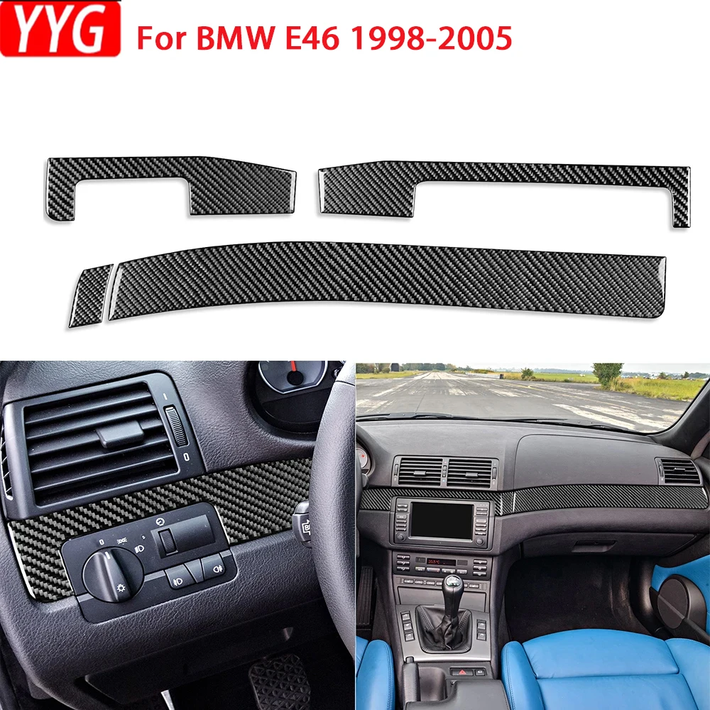 

For BMW E46 1998-2005 Car Accessories Carbon Fiber Instrument Dashboard Central Console Panel Cover Trim Interior Sticker