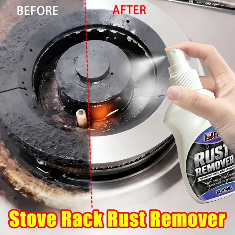 Stove Rack Rust Remover Spray Gas Stove Cleaner Fast Remove Rust Stains Blackening Gentle Formula Kitchen Cooktop Cleaning