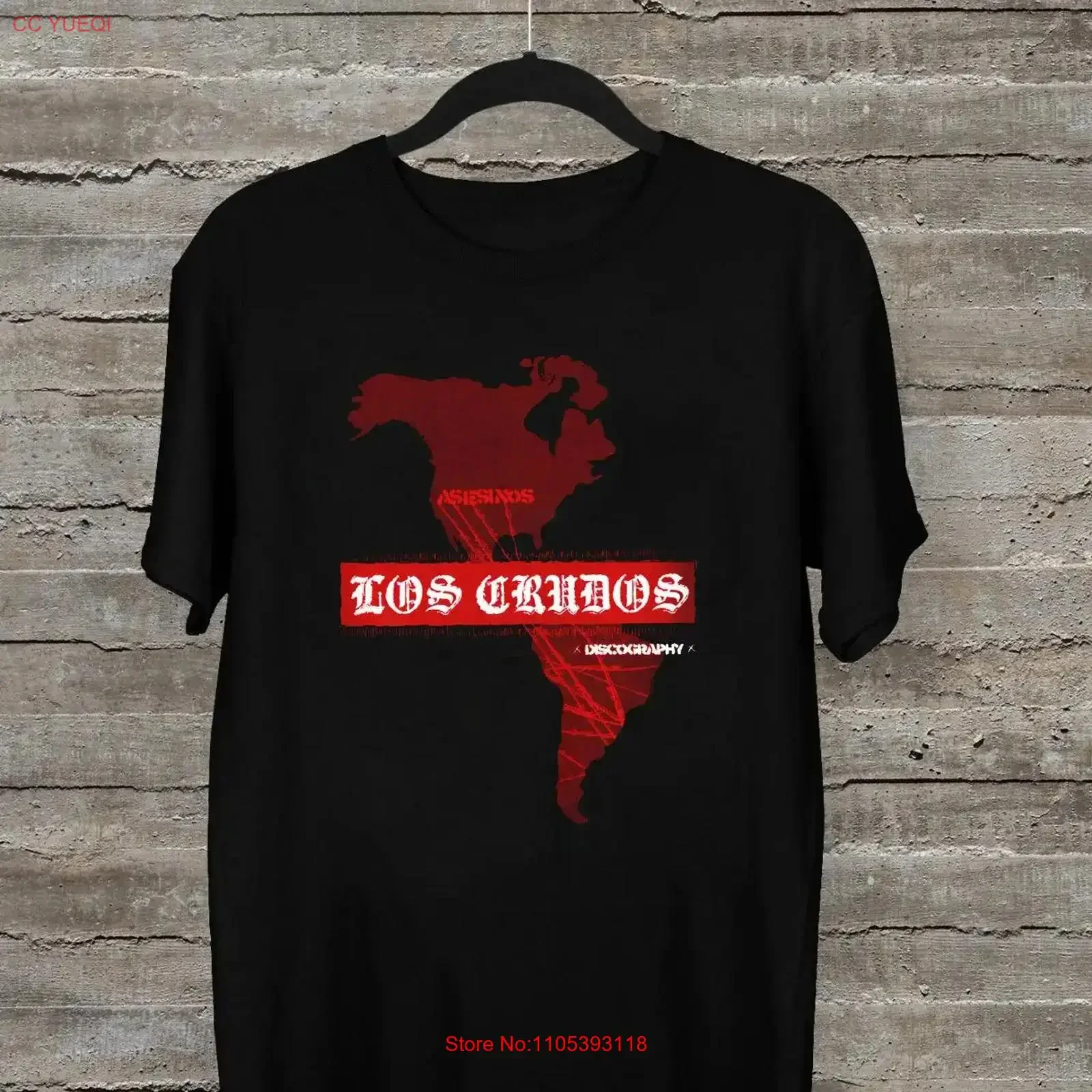 NUEVA Camiseta Negra con Discografía de Los Crudos, Todas las Tallas, AG1235, Estilo Vintage Lavado, Streetwear, Suave, Ligeramente Transpirable, Gráfico, para Hombre