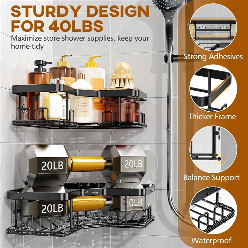 

ABUI-большой угловой держатель для мыла для душа, без сверления, органайзер для душа из нержавеющей стали, полки для семейной ванной комнаты