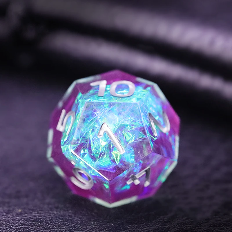 7Pcs/Set Blue Purple Ice Crystal Style Dice D&D COC Dice D4 D6 D8 D10 D% D12 D20 Table Games DND RPG Dice Set