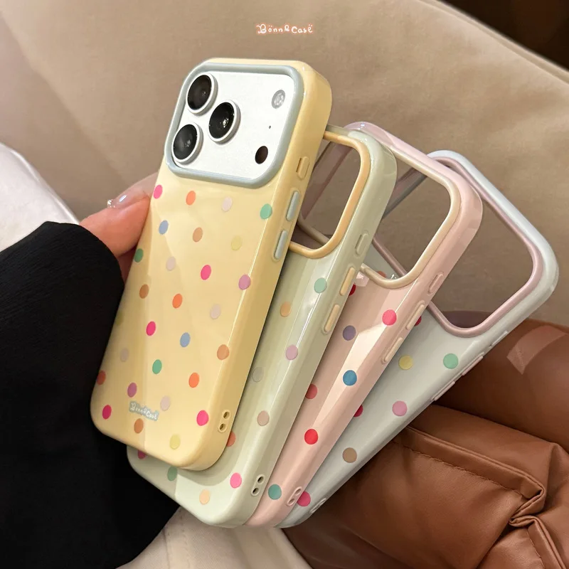 Fashion Dopamine Macaron Print Double Layer Soft TPU Shockproof Anti-drop Portable Protective Cover Case for iPhone 17 Pro Max
