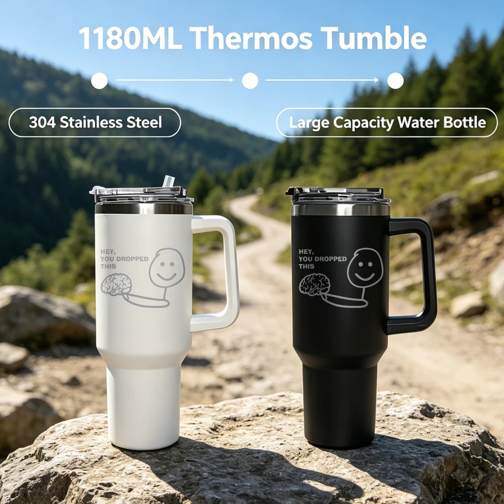  1,2L Edelstahl-Kaffeebecher, Reise-Thermobecher mit Doppel-Auslaufschutz, Auto-Thermoskanne, Wiederverwendbarer Becher für Heiße und Kalte Getränke