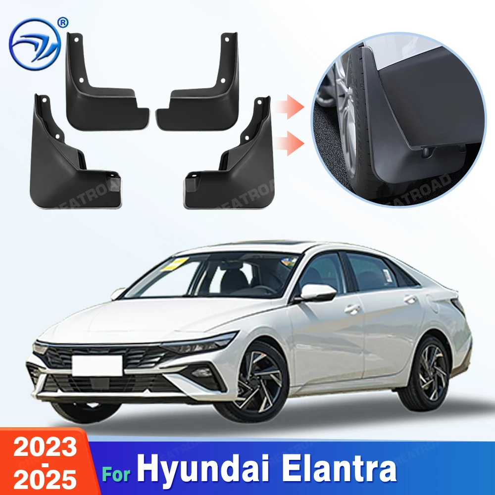 Custom Fit 4PCS Mud Flaps for Hyundai Elantra 2023 2024 2025 No Drilling Splash Guards Mudguards Car Fender Accessories