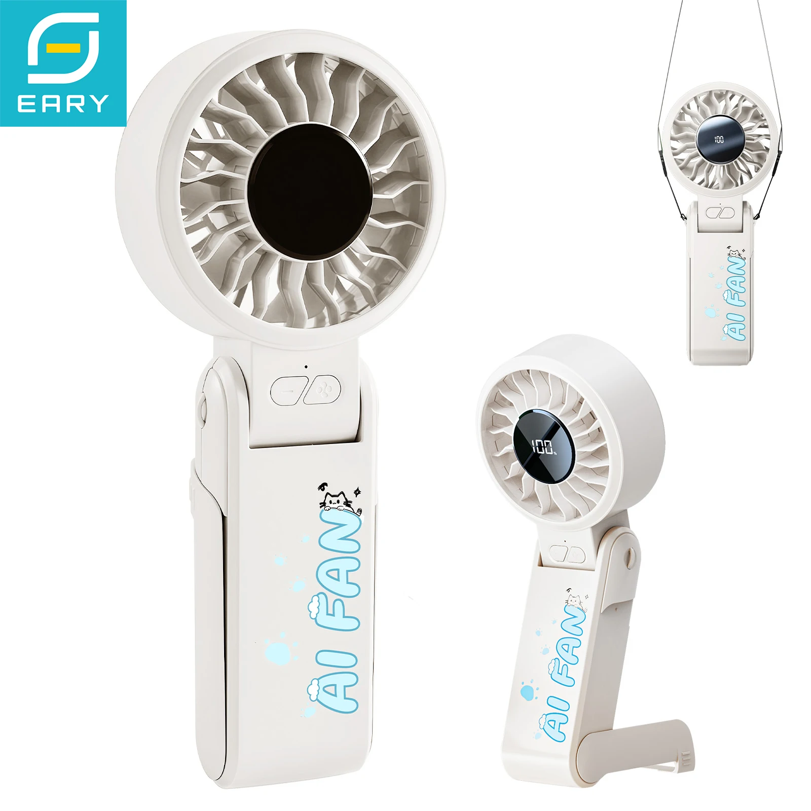 

Eary Portable Handheld Fan 2000mAh USB Rechargeable Mini Personal Fan 100 Speeds Hands-Free Small Pocket Fans for Travel Outdoor