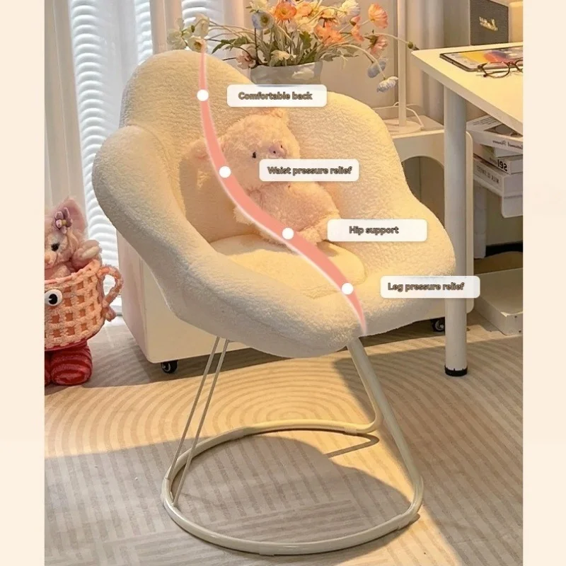 كرسي مكياج، كرسي طاولة تزيين بمسند ظهر، مقعد على الطراز الكريمي، كرسي أظافر دوار حديث وبسيط لغرفة النوم للاستخدام المنزلي #3