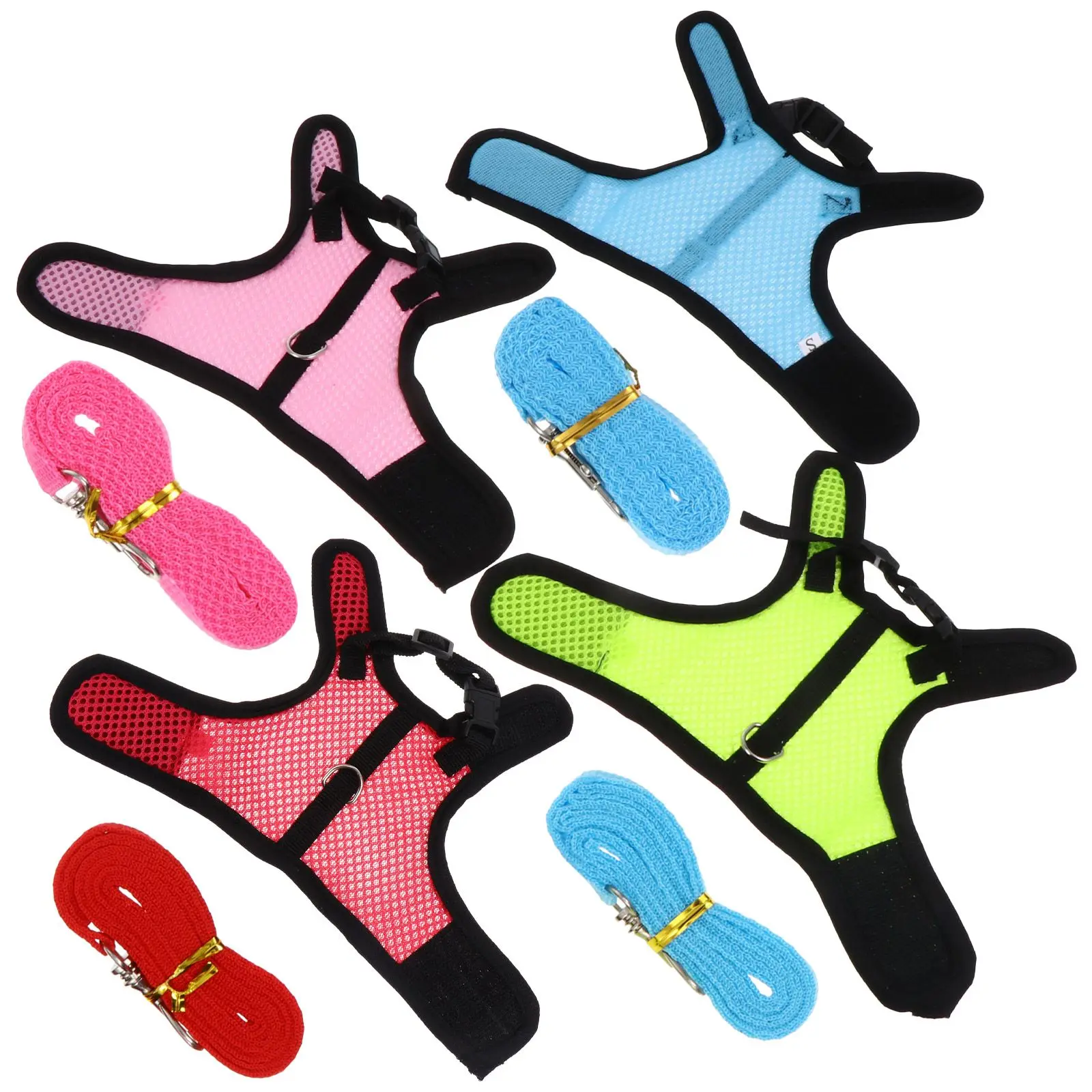 

4 Pcs Pet Leash Breathable Vest Hamster Harness Clothing Bunny Summer Rabbit Outdoor Net Mesh