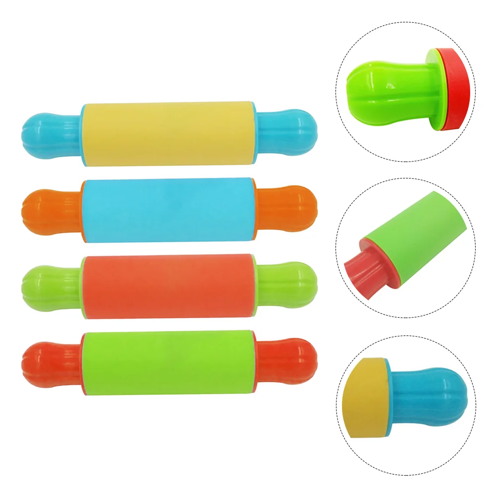 

4 Pcs Painted Clay Rolling Pin Sculpture Tools Plasticine Roller Mini Burr-free Modelling Kids Playthings