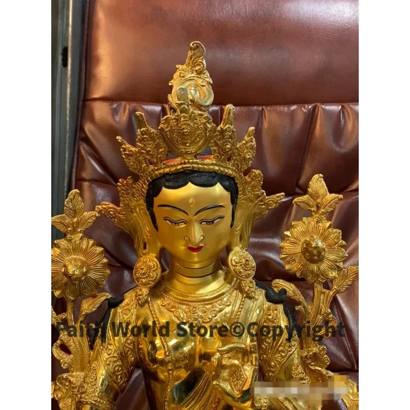 HOME family effective protection 46CM large bless family safety health good luck gilding Green Tara Godness Guan yin Buddha