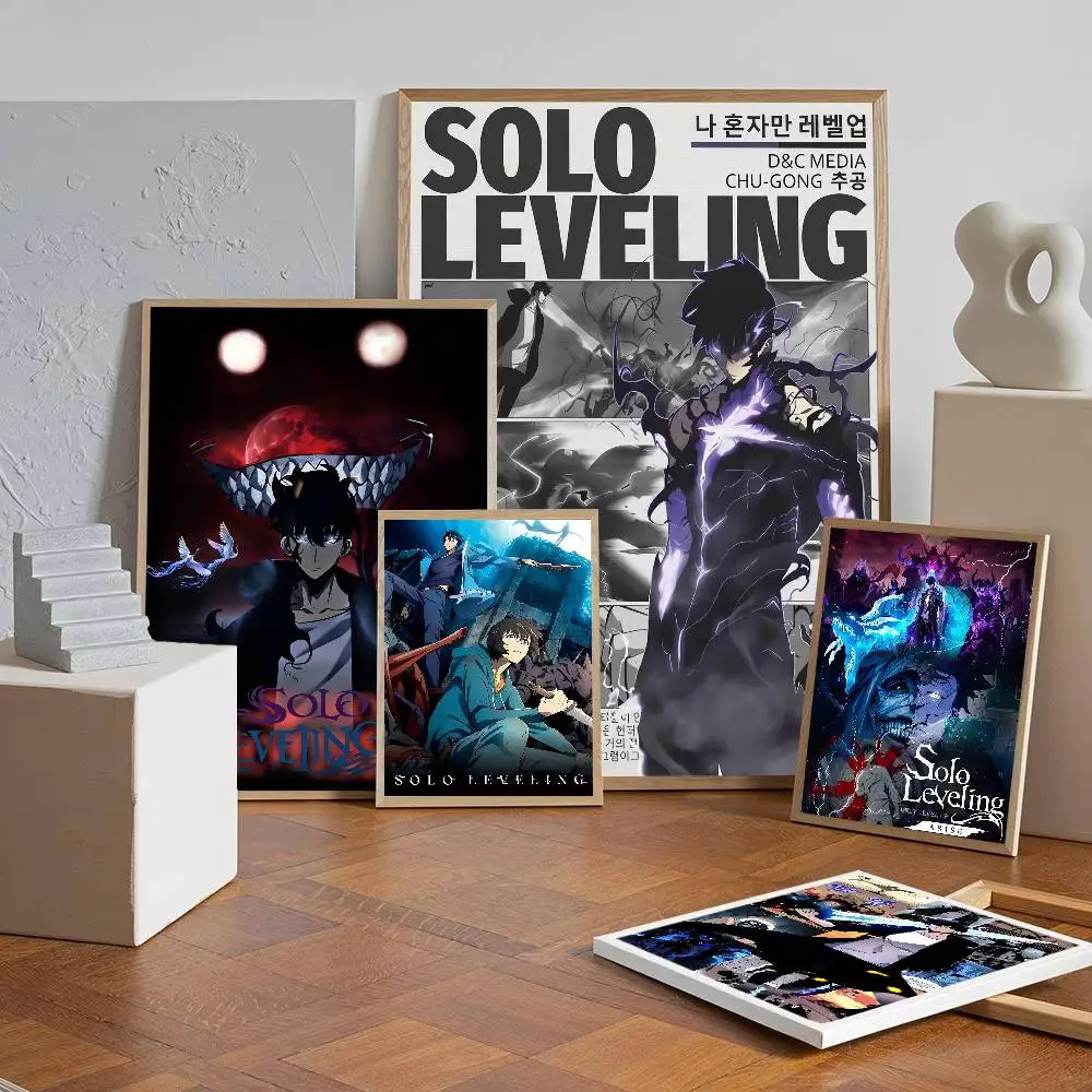 S-Solo Leveling Anime Anime Posters Sticky HD Quality Wall Art Retro Posters for Home Kawaii Room Decor
