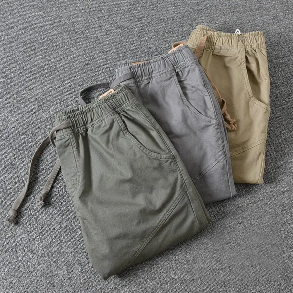 

Trendy Elastic Waist Summer Trousers Stretchy Waists Summer Trousers Great Stitching Cargo Pants Daily Garment