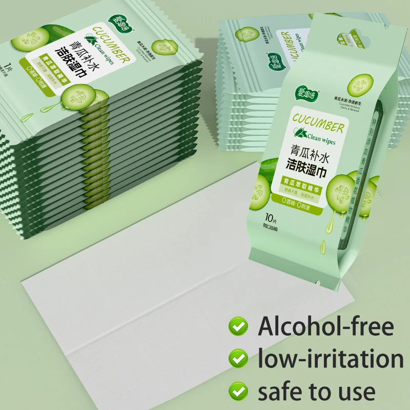 Cucumber Hydrating Facial Cleansing Wipes - Gentle Moisturizing, Soothing & Refreshing for Sensitive Skin, Alcohol-Free