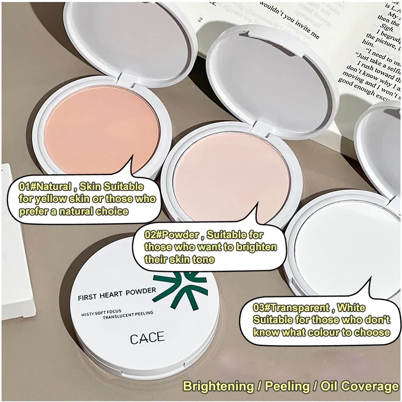 Transparent White Face Pressed Powder Matte Compact Long Lasting Oil Control Setting Powder Full Coverage Waterproof Makeup