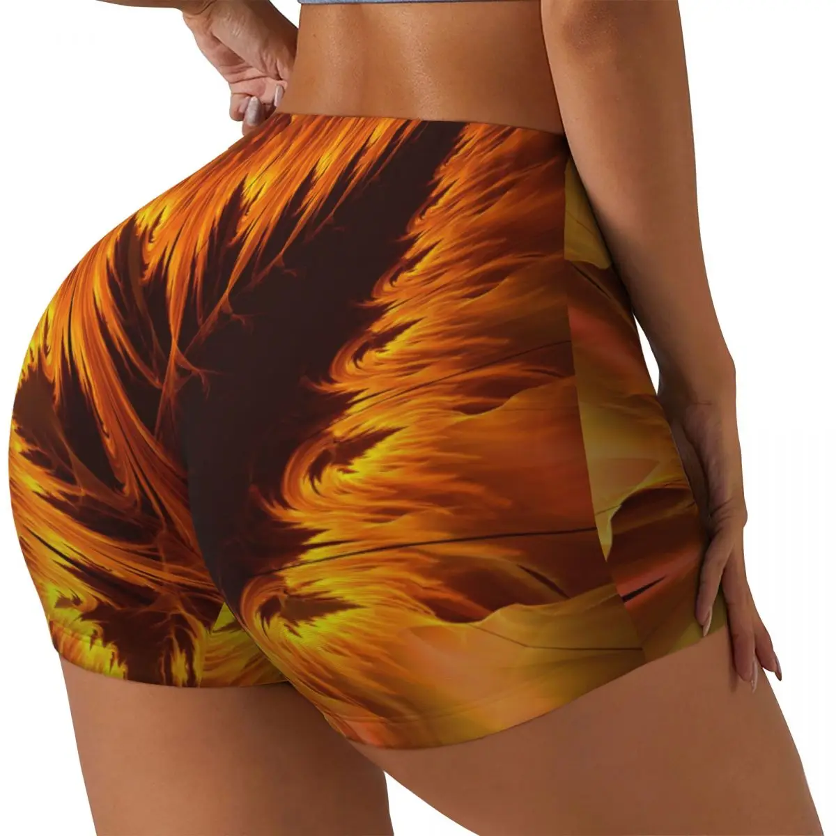 

Women's Yoga Shorts Burning Fire Style Scrunch Booty Butt Lifting Comfort Fitness Gym