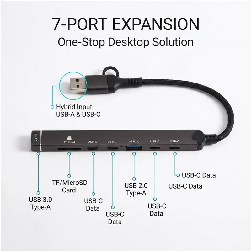 Superior 7 In 1 USB +Type C HUB Docking Station With TF SD Card Reader Laptop Tablet Phone Disk Converter USB Hub