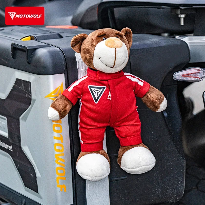 2025 New Motorcycle Decoration Bear Doll Pendant Cute Cartoon Motorcycle Bear Doll Car Trunk Accessories Motorcycle Bear