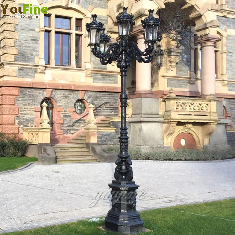 

Black Antique Wrought Iron Street Lamp Posts Cast Iron Outdoor Lamp Posts for Sale