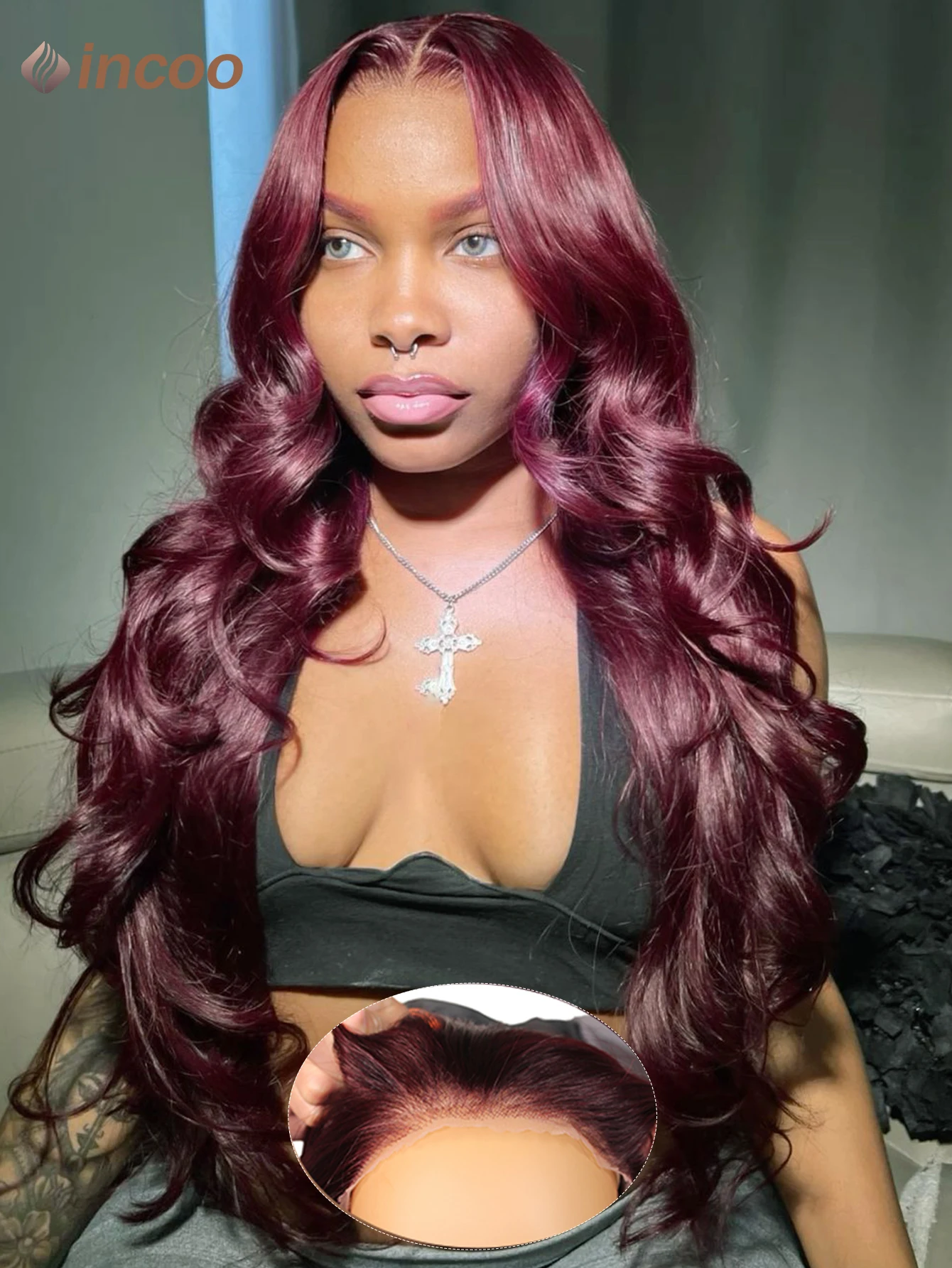 

Dark Burgundy Body Wave 9X6 Glueless Wigs Human Hair Wigs Ginger Blonde Wear Go Lace Frontal Human Hair Wigs For Black Women