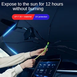 UV Protection Car Sunshade Umbrella, Reflective Sun Blocker, Folding Design, Easy Storage For Windshield Sun Protection