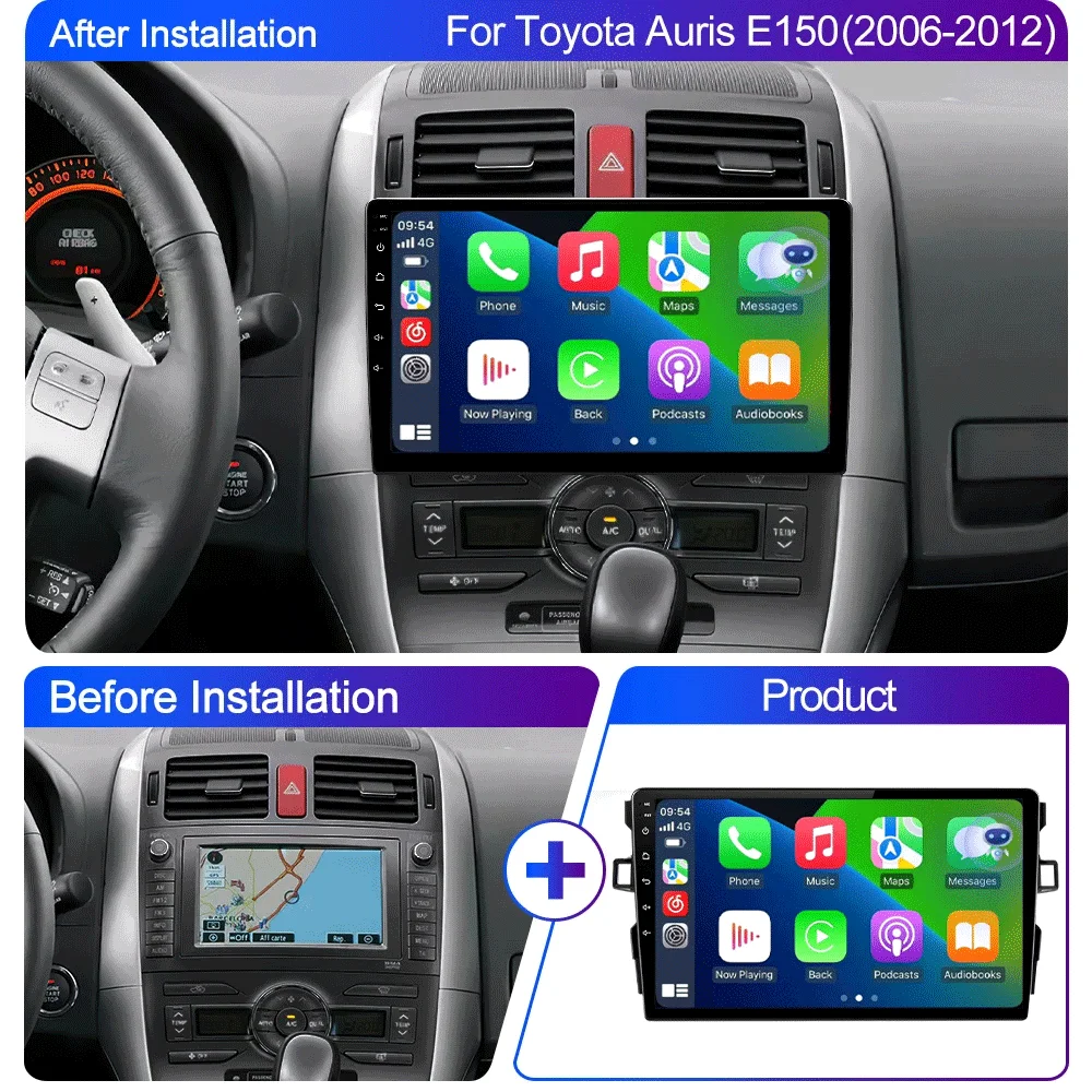 Android 16 Car Stereo Radio for Toyota Auris E150 2006 2007 2008 2009 2010 2011 2012 Multimedia Player Carplay DVD 2 Din