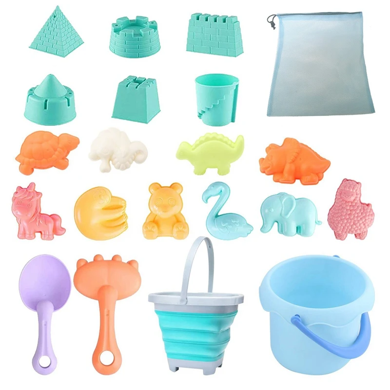 Soft Rubber Beach Play Set, Baby Outdoor Water Play, Foldable Bucket, Beach Play Set For Children And Boys