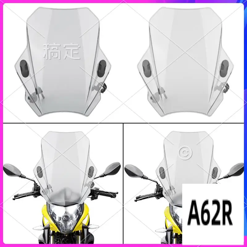 R2-Parabrezza moto per Yamaha MT07 MT09 HONDA CBR600RR CB1000R GXSR 600 750 BMW Ducati Regolabile 43X40 cm Sostituzione Grigio