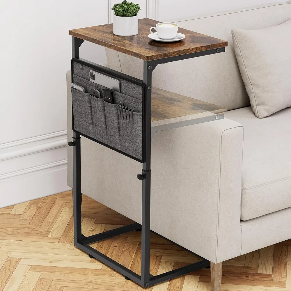 

Vagusicc C Shaped End Table, 33'' Tall Side Table for Couch, Adjustable Height Small Couch Side Table for Small Spaces, End Tabl