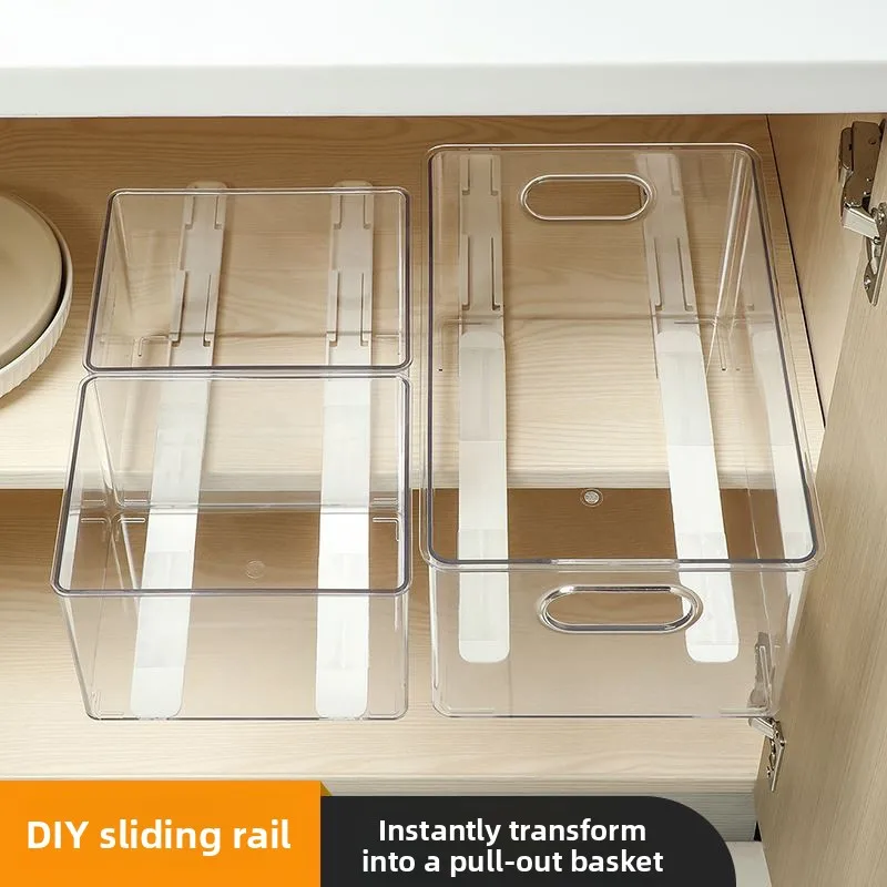 Home Use Multi-Functional DIY Drawer Slide Rail Kitchen Bathroom Cabinet Storage Box Silent Track Tape